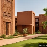 Home 18 말리에서의 현대 건축과 디자인 - A modern residential complex in Bamako built with traditional sun-dried clay bricks, featuring thick...