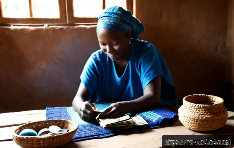 말리에서 핸드메이드 제품 판매 - Photorealistic artisan workspace in Bamako, Mali, a skilled craftswoman in modest colorful West Afri...